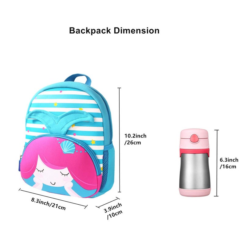 KK CRAFTS Preschool Backpack Toddler Neoprene Animal Schoolbag Lunch backpack for Kids Boys Girls(Mermaid) - Image 4